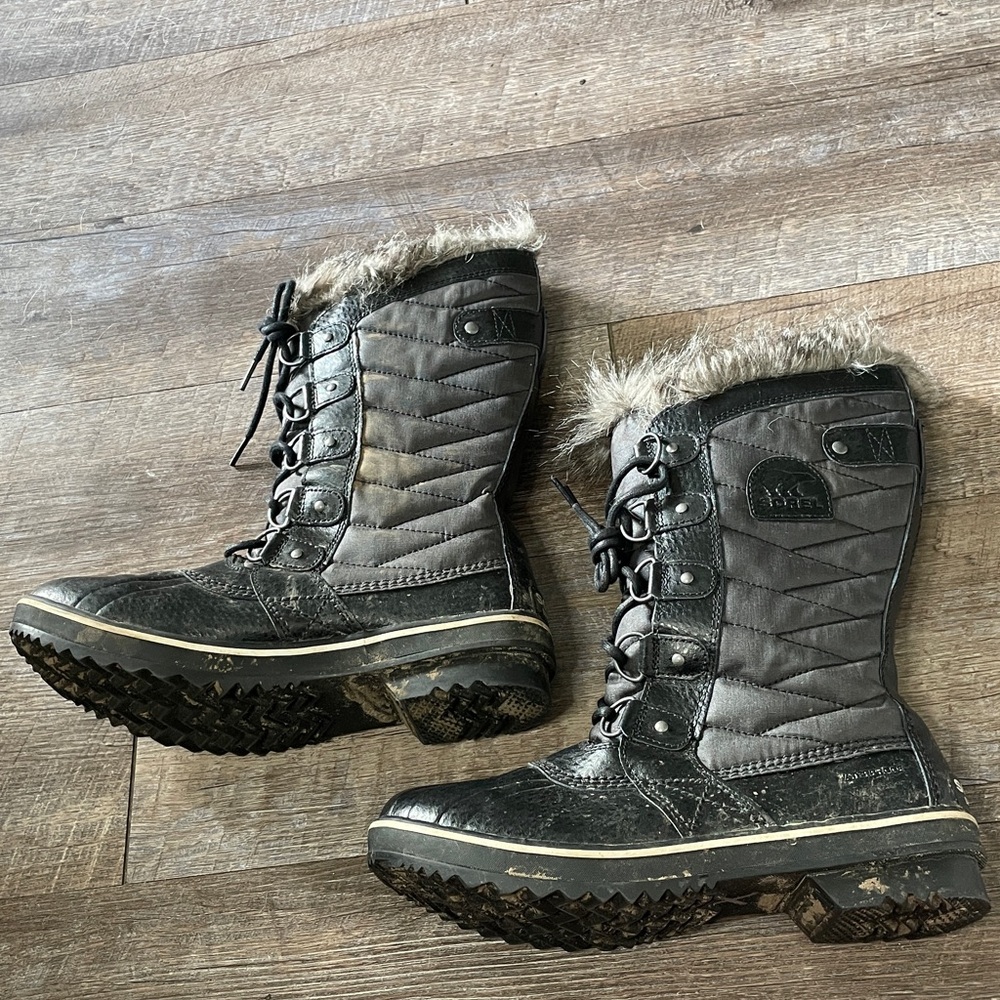 SOREL Tofino II Waterproof Fur Trim Lace up Tall Winter Snow Boots Y2K - Picture 5 of 7